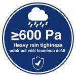 Odolnost vůži hnanému dešti 600 Pa